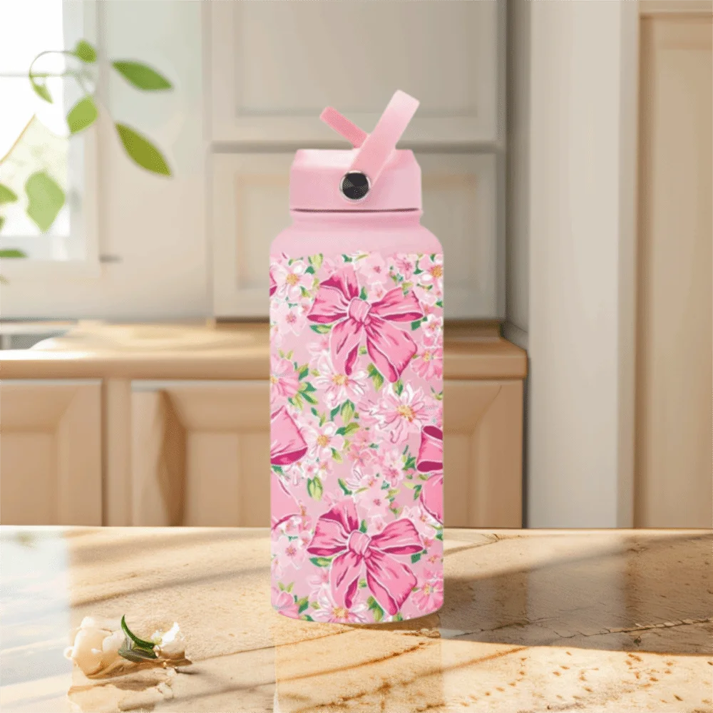 

Portable 1000ML Thermos Bottle Aesthetic Leak Proof Insulated Tumbler with Straw Large Capacity Stainless Steel