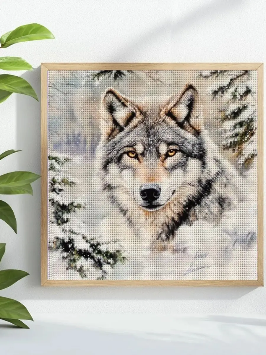 1 Stück 40X40CM/15,74 Zoll Das Wolf-Stickerei-Set DIY-Kit 11CT/14CT DIY-Stickerei-Set DIY-Kreuzstich-Set – Detail 1