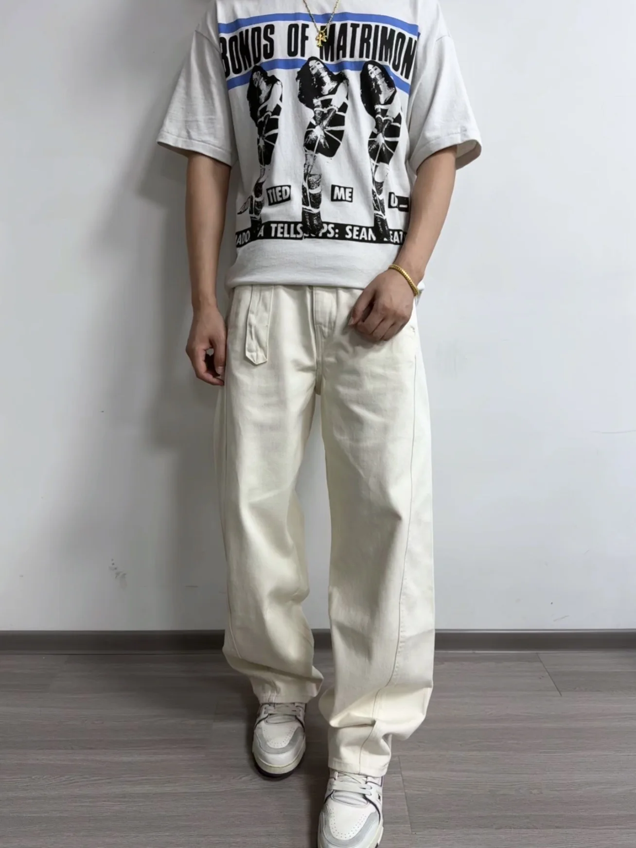 

Джинсы Tansuocz Explore: свободные повседневные брюки унисекс с декоративной лентой, осенние, из чистого хлопкового денима