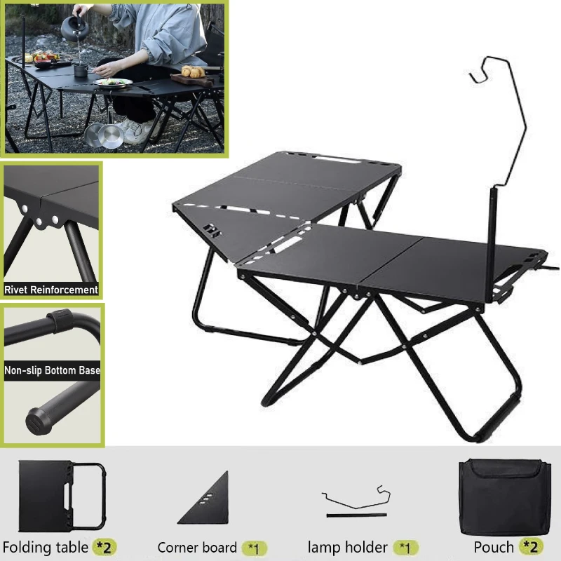 Portable Tables Folding for Outside Versatile Beach Metal Picnic Table Compact 1-2 Persons Camping Outdoor BBQ Fishing Travel