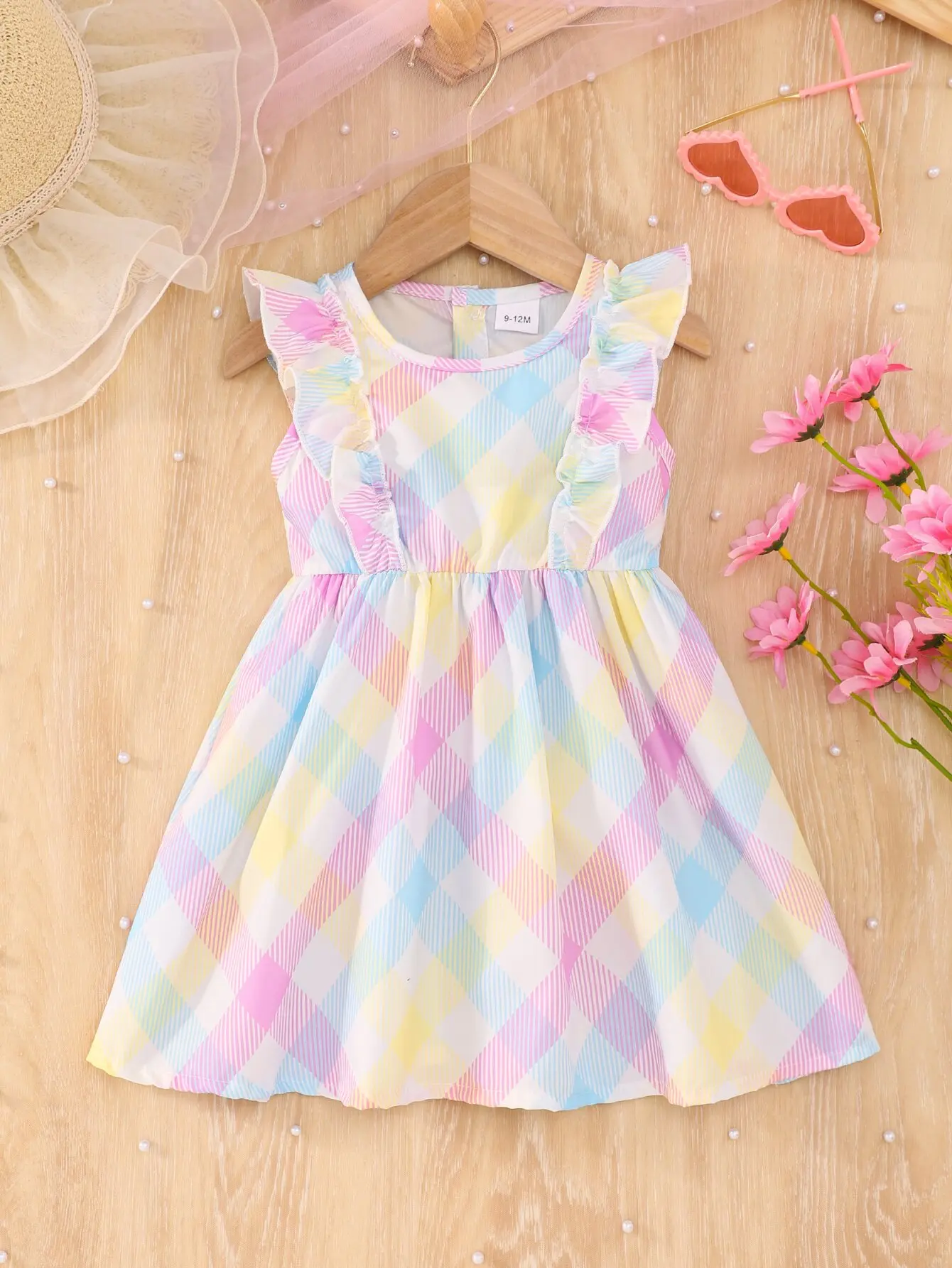 Summer Baby Girl New Sweet Lovely Holiday Travel Casual Comfortable Sleeveless Dress Plaid Print Full Print Dress