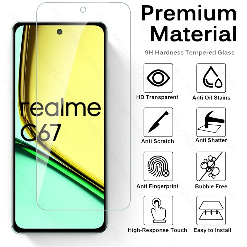 For Realme C67 4G Case 8 In 1 Tempered Glass Screen Protectors RealmeC67 Realmi C 67 67C 4G RMX3890 6.7