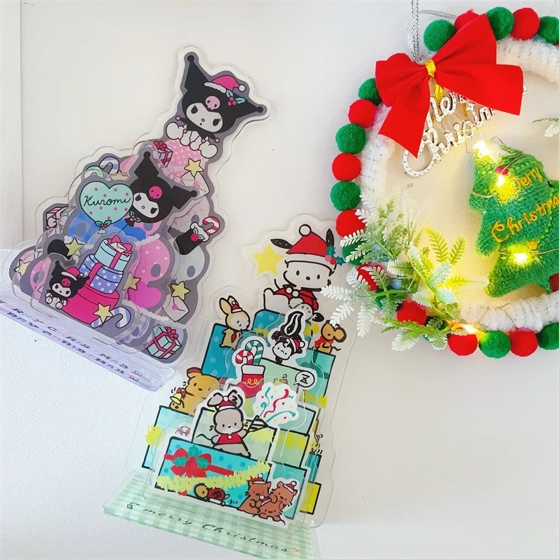 Sanrio Hello Kitty Weihnachten Acryl Ornamente Anime Actionfiguren Kuromi My Melody Q Figural Desktop Auto Dekoration Mädchen Geschenke