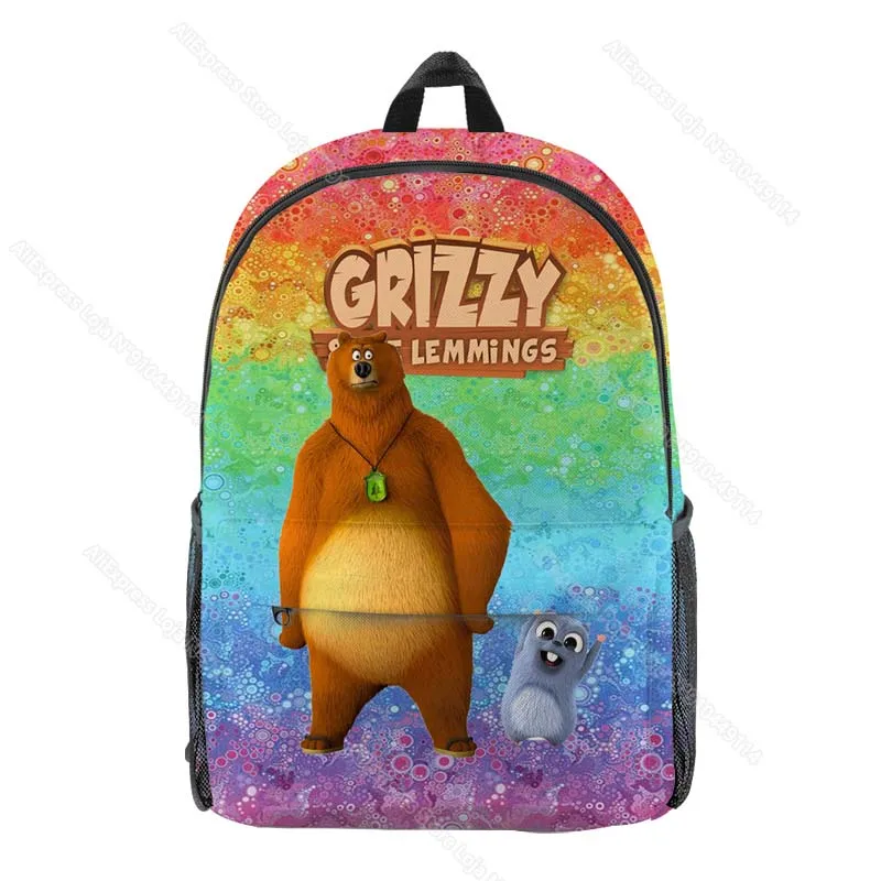 Boys Girls Grizzy and the Lemmings 3D Print Backpacks Kids Cartoon Bookbags Students Anime School Bags Unisex Teens Travel Bags