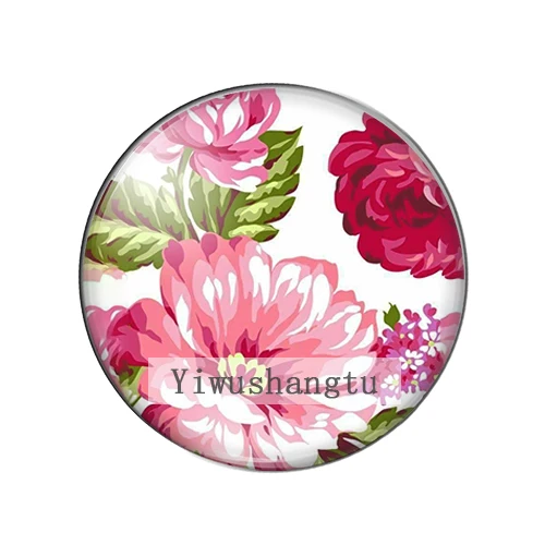 Beautiful red rose art flower paintings images 12mm/18mm/20mm/25mm Round photo glass cabochon demo flat back Making findings