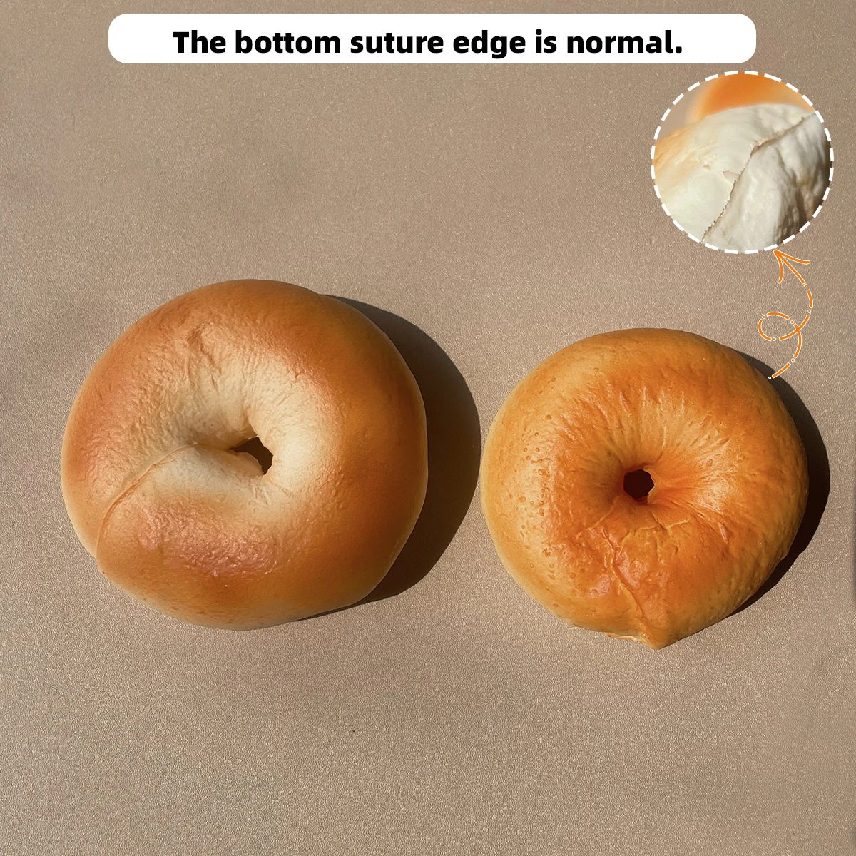 Hyperrealistische Bagel-Requisite – künstliches Brot für Fotografie, Café-Display, Heimküchendekoration und künstliche Lebensmitteldekoration – Detail 9