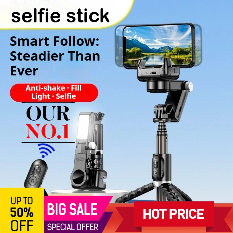 

Selfie stick three-axis stabilizer, panoramic phone gimbal, follow-up camera, anti shake, extendable phone holder