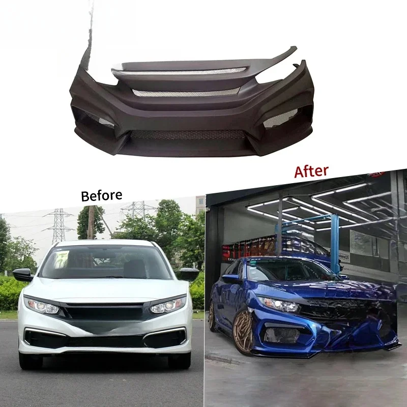Durable 3 Pieces Body Kit Front Lip Rear Diffuser Corner Spoilers Side Skirts Sport Universal Fit Car Auto Guard