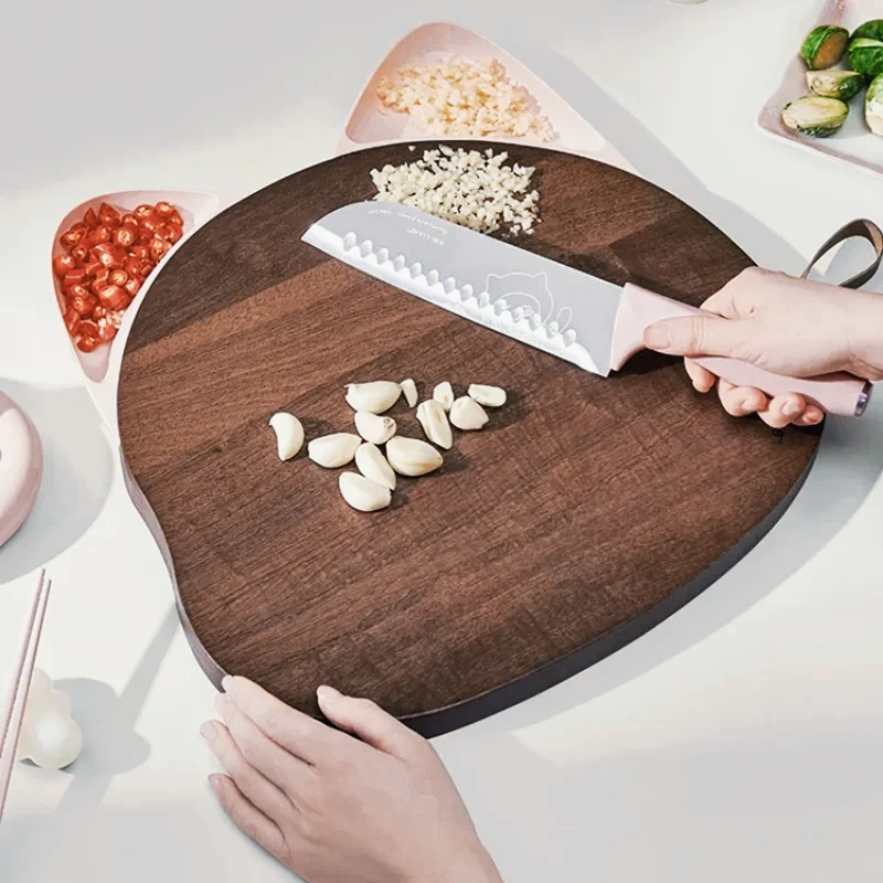 

Lazy rice cat ear ebony cutting board solid wood kitchen board antibacterial and mildew proof household cutting board