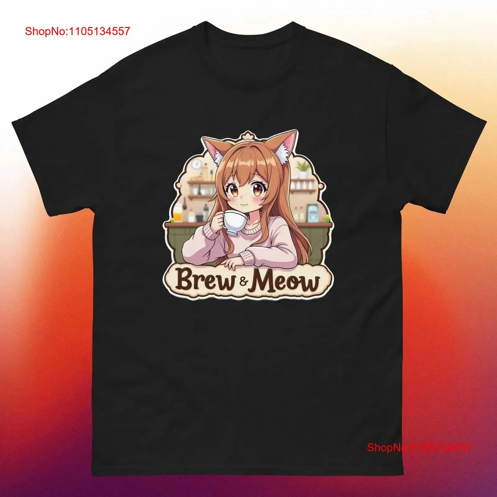 

Kawaii Anime Cat Girl Coffee Lover Design A T Shirt vintage Washed Breathable streetwear Top For Everyday Wear Unisex