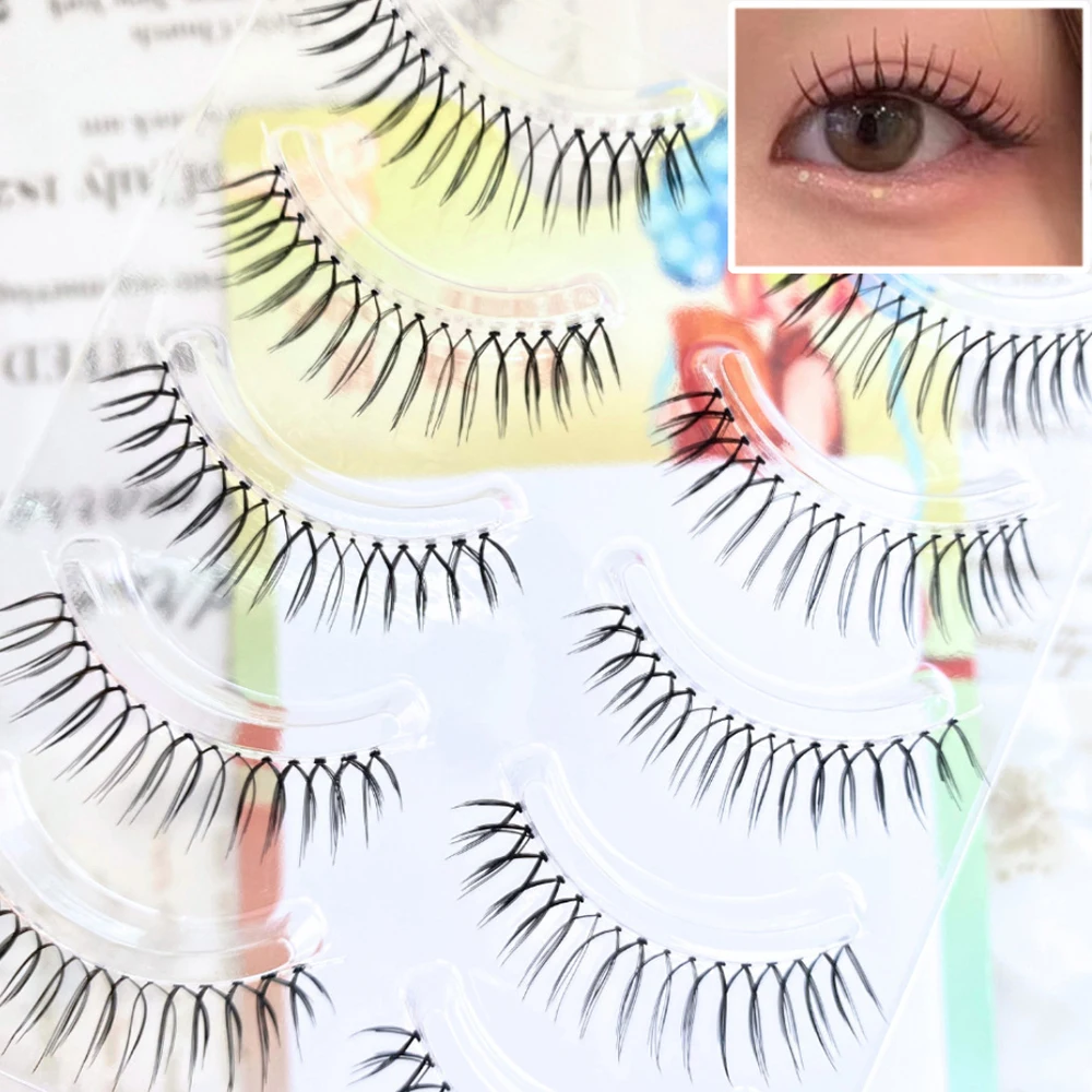 New Korean Girl Group False Eyelashes U-shaped Transparent Stem Eyelashes 3D V-shaped Soft Natural Mink Lashes Daily Makeup Tool