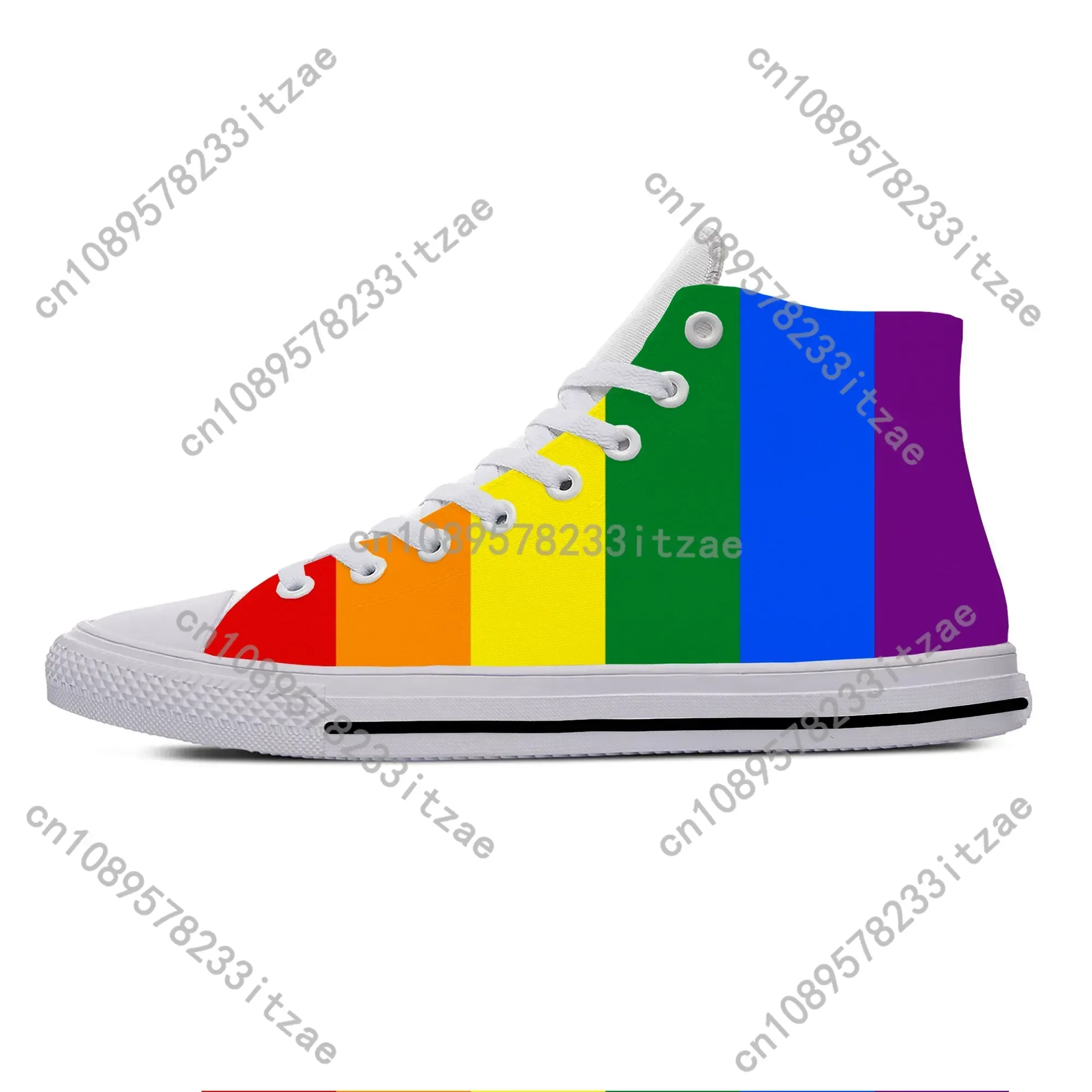 الصيف قوس قزح LGBT مثلي الجنس فخر العلم مثليه مضحك موضة أحذية قماش غير رسمية عالية أعلى خفيفة الوزن تنفس الرجال النساء أحذية رياضية