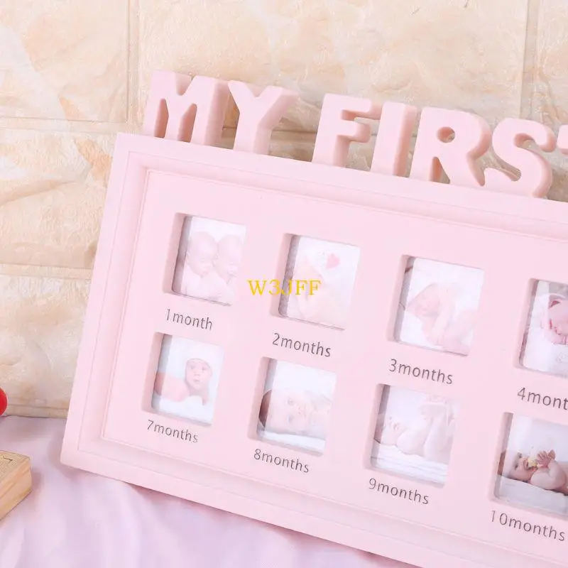 W3JF إطار صور مبتكر للعائلة ديكور الحفلات الأولى للأطفال بيبي بوي فتاة أول سنة واحدة 12 شهر هدايا حديثي الولادة