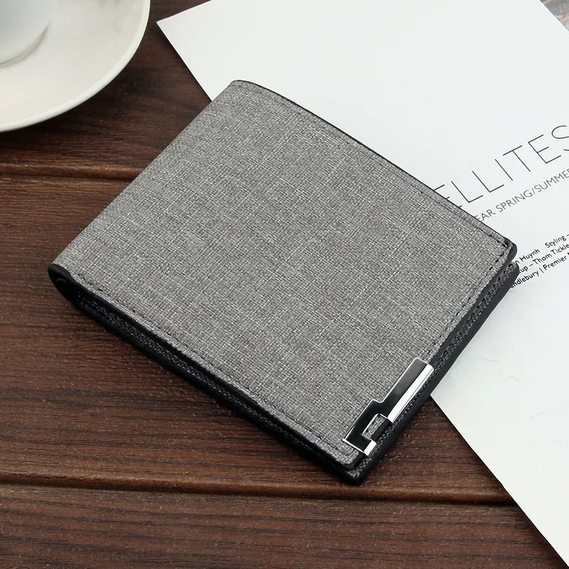 

Denim Wallets Purses Men Women Inserts Business Foldable Cowhide Wallet Picture Coin Purse Slim Money Credit ID Cards Holder Bag