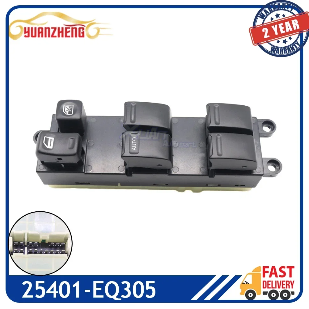 

Front Left Power Window Master Lifter Control Switch 25401-EQ305 For Nissan X-Trail 2002-2007 02-07 25401EQ305 auto parts