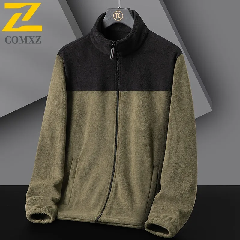 سترة رجالي COMXZ بياقة واقفة، سترة مريحة كاجوال سميكة للأعمال، لون سادة ممتاز، ملابس شتوية جديدة خفيفة الوزن #1