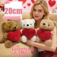 20cm Kawaii Heart Teddy Bear Plush Doll Holding Love Stuffed Animal Valentines Gift Christmas Toy for Her Collectors
