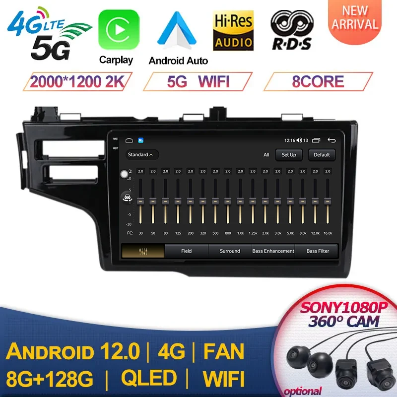 

For Honda Jazz 3 2015 - 2020 Fit 3 GP GK 2013 - 2020 4G+WIFI Android 12 Car Radio Carplay 8G+128G Multimedia Player Navigation