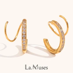 La.Muses Creative CNC inlay craft creative spiral Gold Silver Color 316L Stainless steel earrings woman jewelry trend 2024