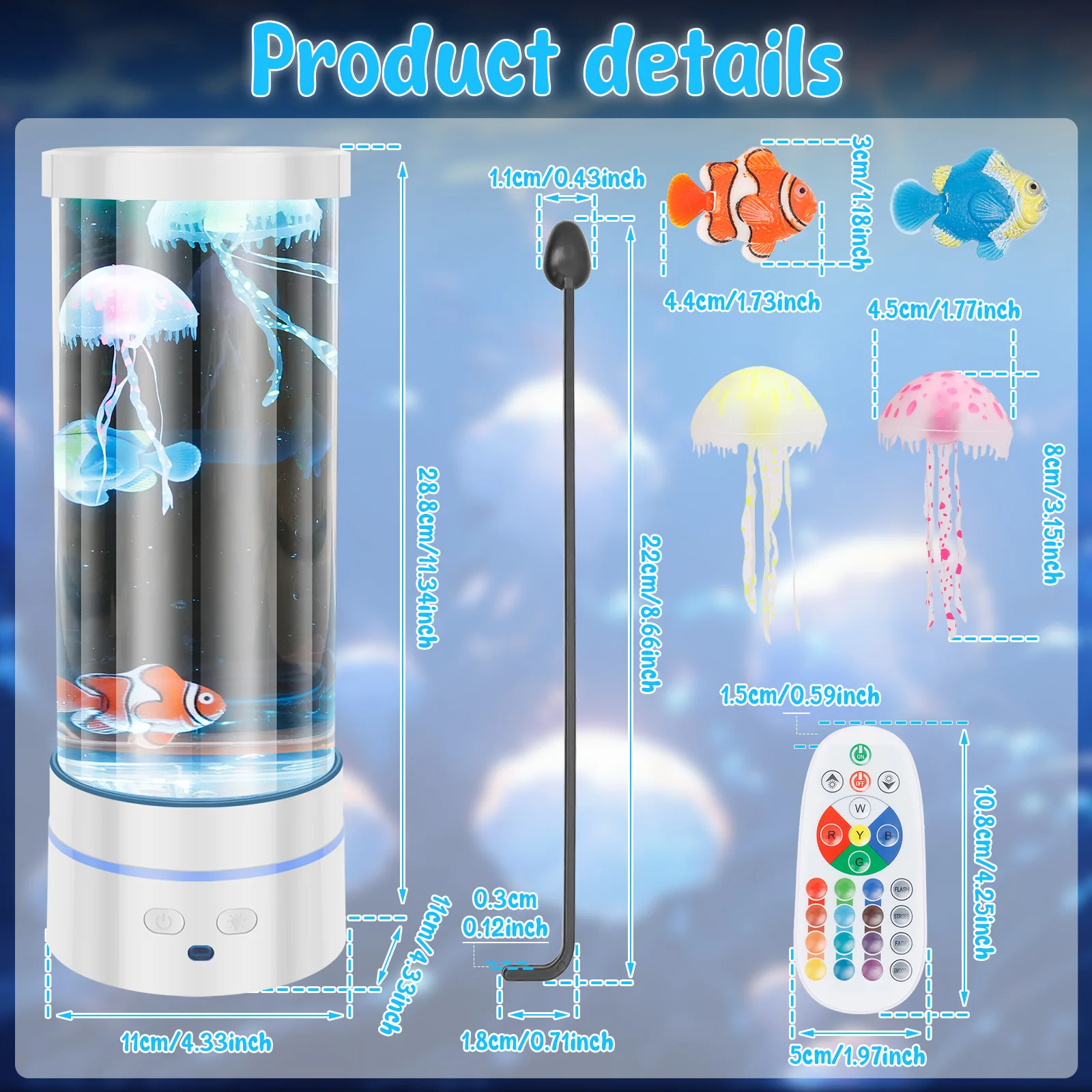 Jellyfish Lava Lamp Aquarium Ocean Night Lights 17Colors LED Jellyfish Mood Lights With For Home Bedroom Desktop Decoration Gift