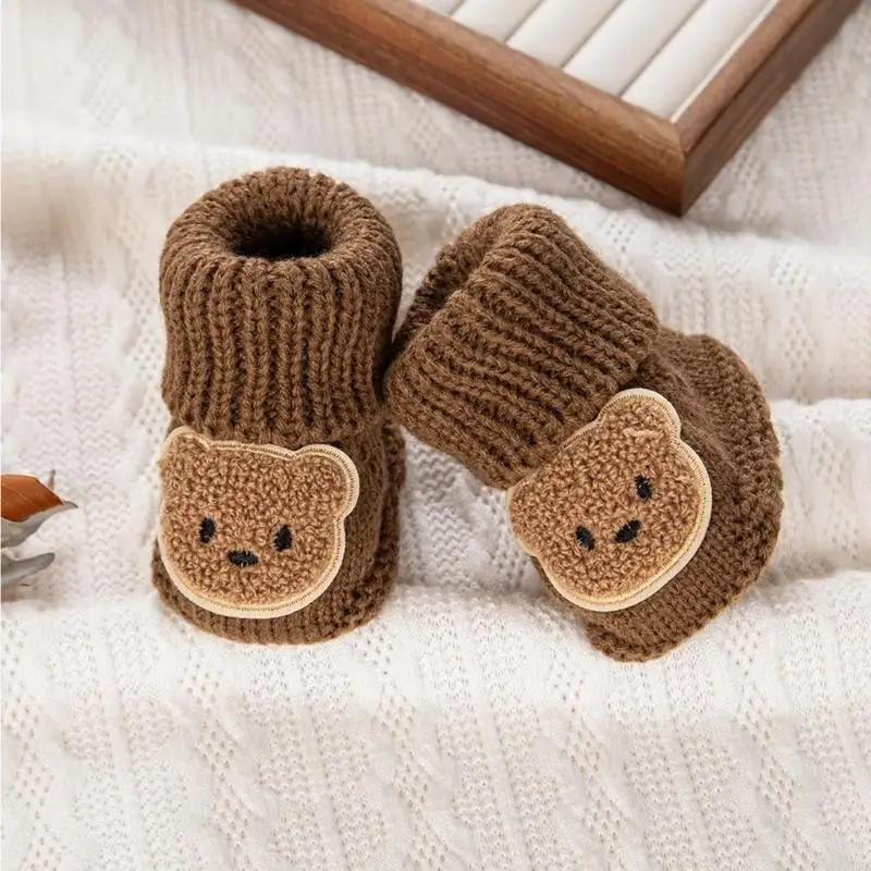 Lovely Bear Pattern Infant Socks with Elastic Sleeve Breathable Knitted Baby Socks for Boys & Girls 0 to 12M Present A2UB