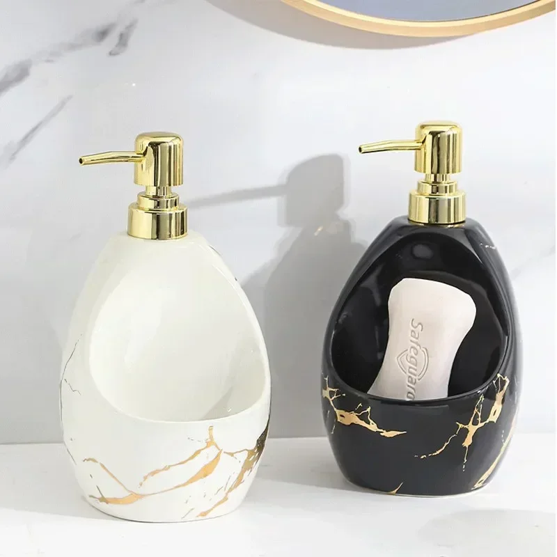 Marble Texture Ceramics Soap Dispenser Hand Sanitizer Bottle Detergent Bottle For Kitchen Bathroom Accessories Ceramic Lotion