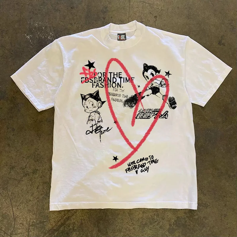 Loose Fit Short Sleeve T-Shirt Pure Cotton Double Thread Women's Style Heavyweight Couple's Tee Casual Summer Fashion