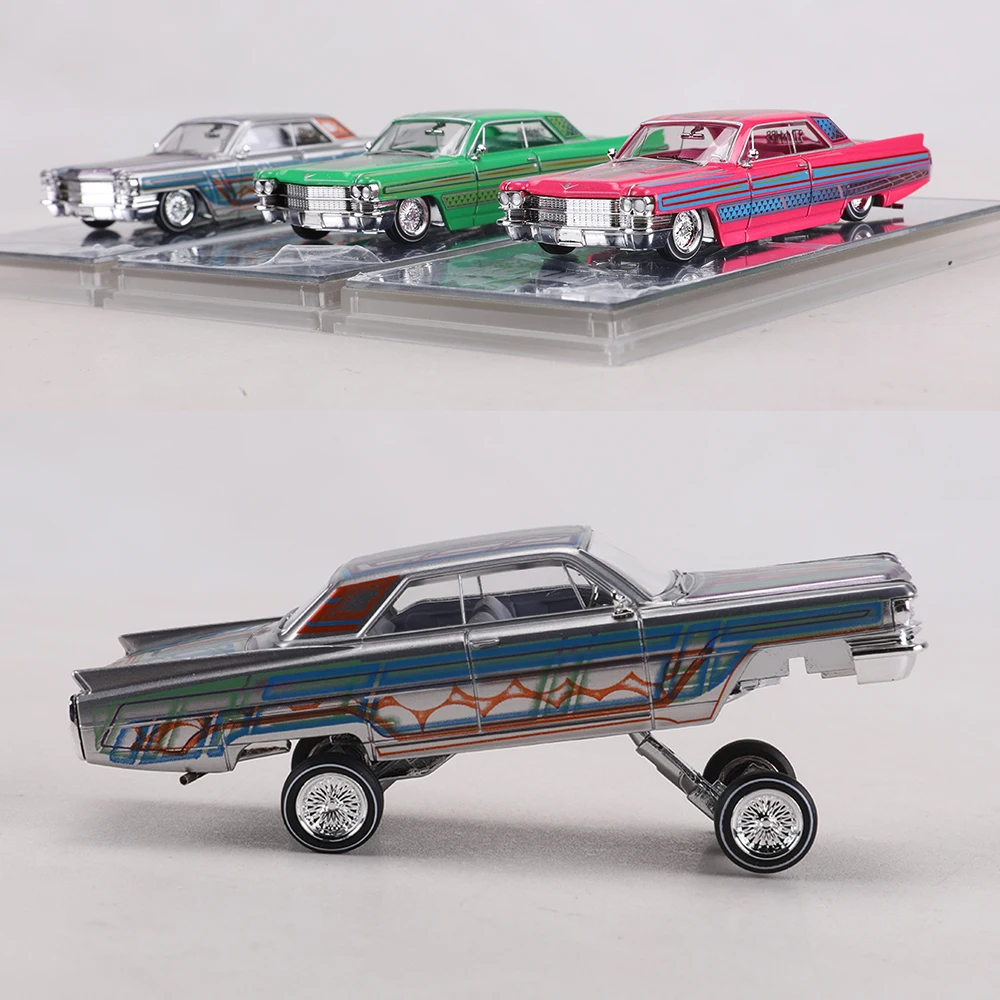 97M 1:64 1964 DeVille Lowrider Hydraulic Jump Car Alloy Diecast Model Classic Vintage American Car Collection Display Ornament