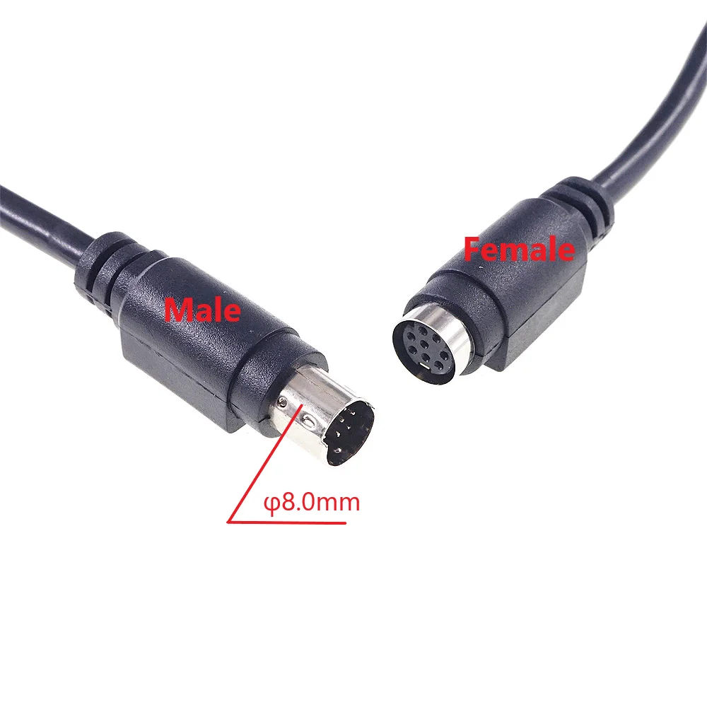 Masculino e Feminino Mini Din Cabo Adaptador, Tomada, Aplicação PLC, Blindagem de Fios, MD8 Pin, 1 Pc