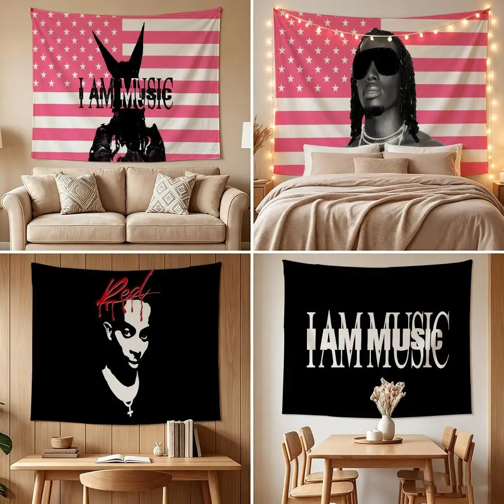 Rapper Singer P-Playboi Carti Tapestry Custom Living Bedroom Party Dormitory Interior Wall Bohemian Decoration Attached Clip