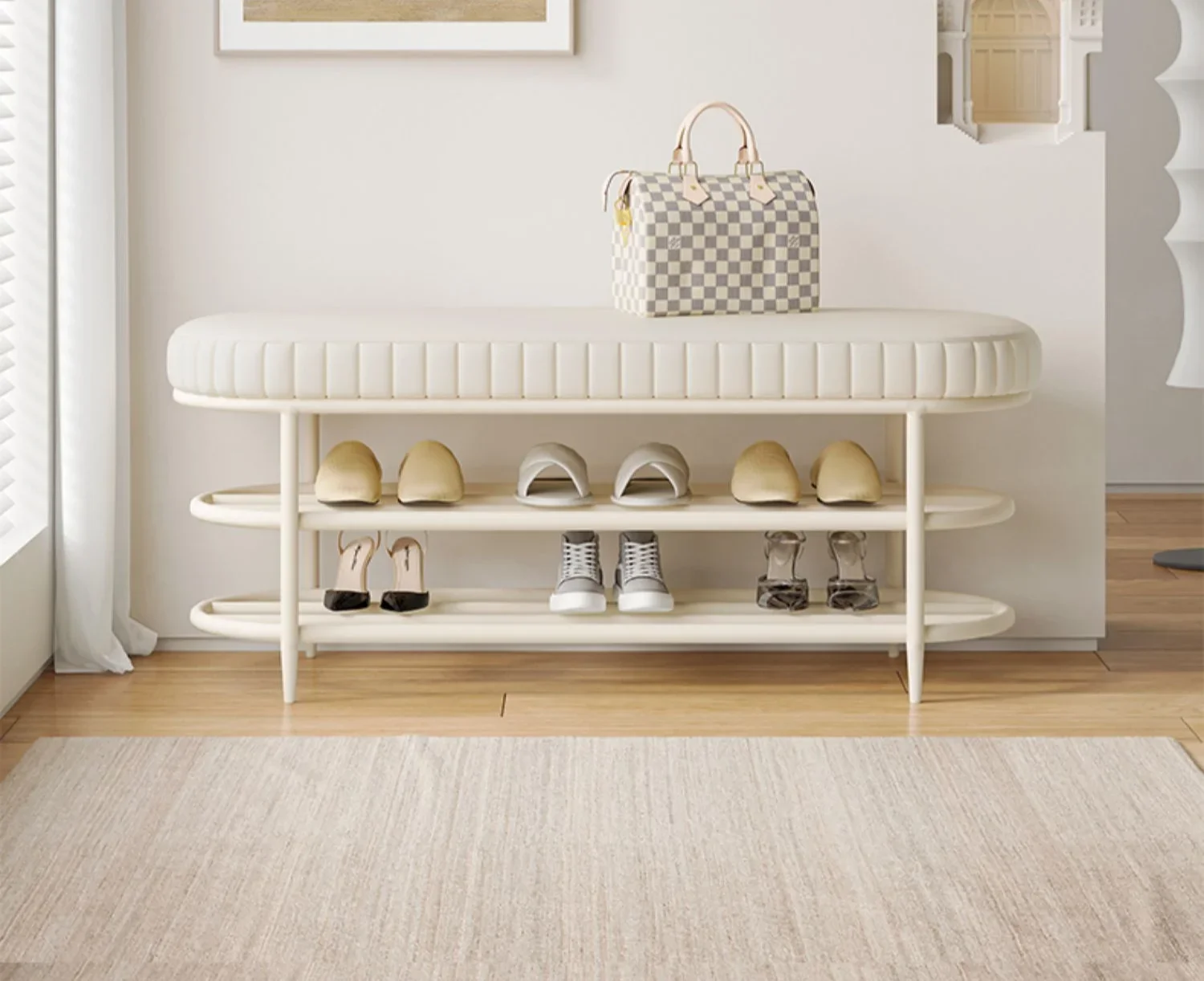 Shoe Changing Stool Home Doorway Shoe Rack Can Sit Footstool Cream Wind Home Shoe Cabinet Stool Integrated