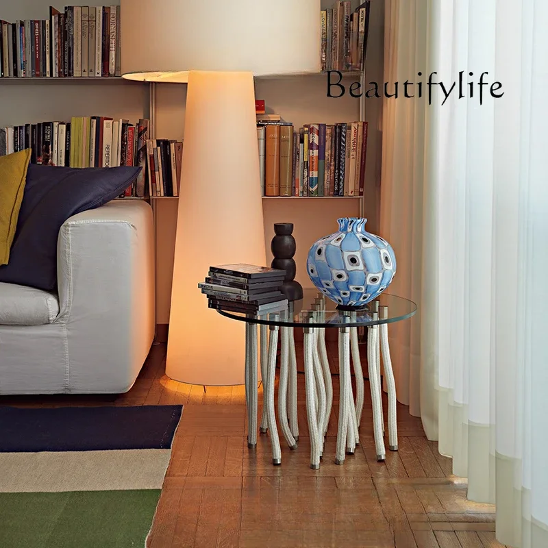 Yj Nordic Modern Designer Simple Round Coffee Table Light Luxury Niche Creative Art Tendrils Side Table