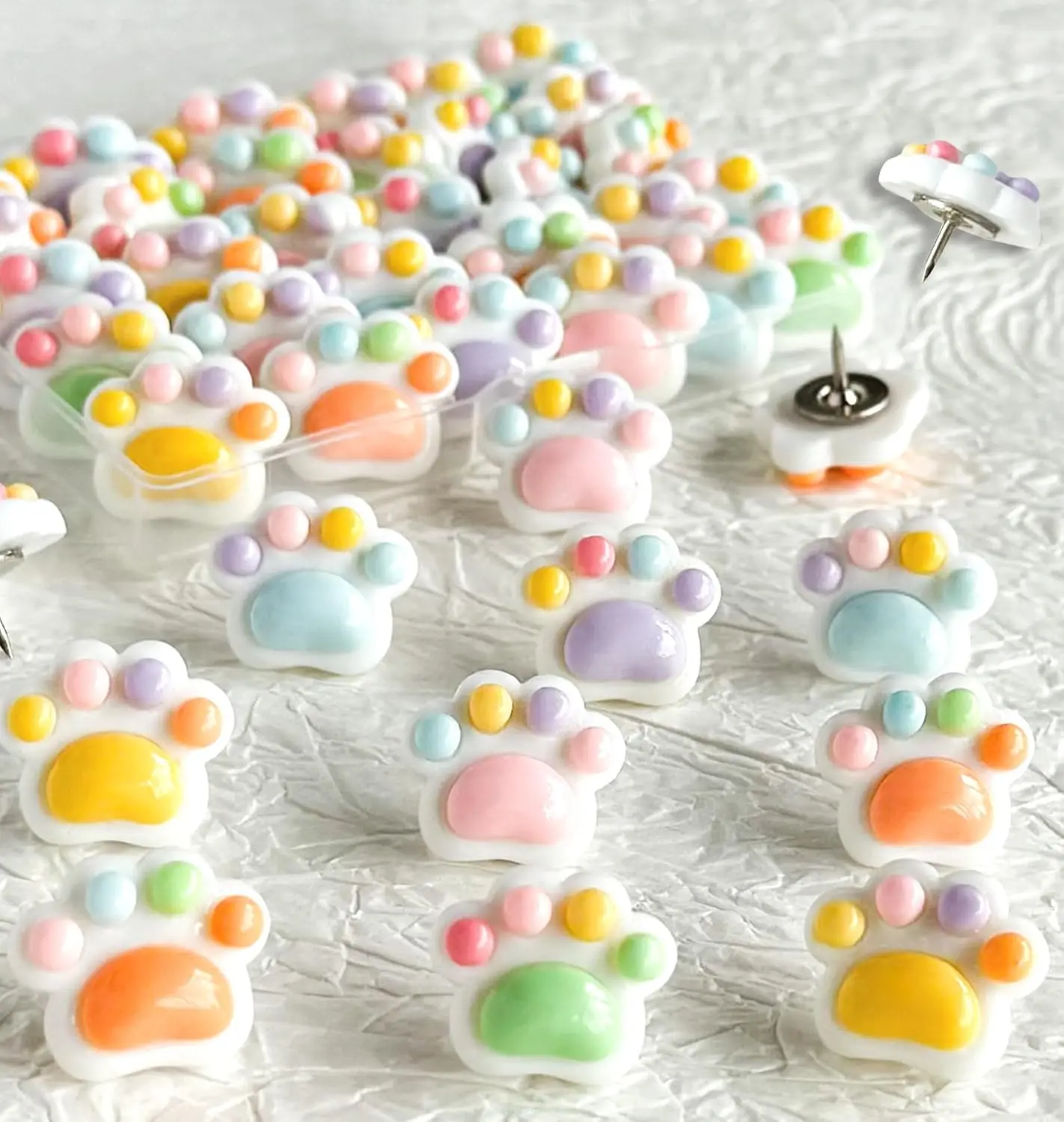 

30 Cute Cat Paw Push Pins, Decorative Thumb Tacks for Bulletin Board, Office & Home