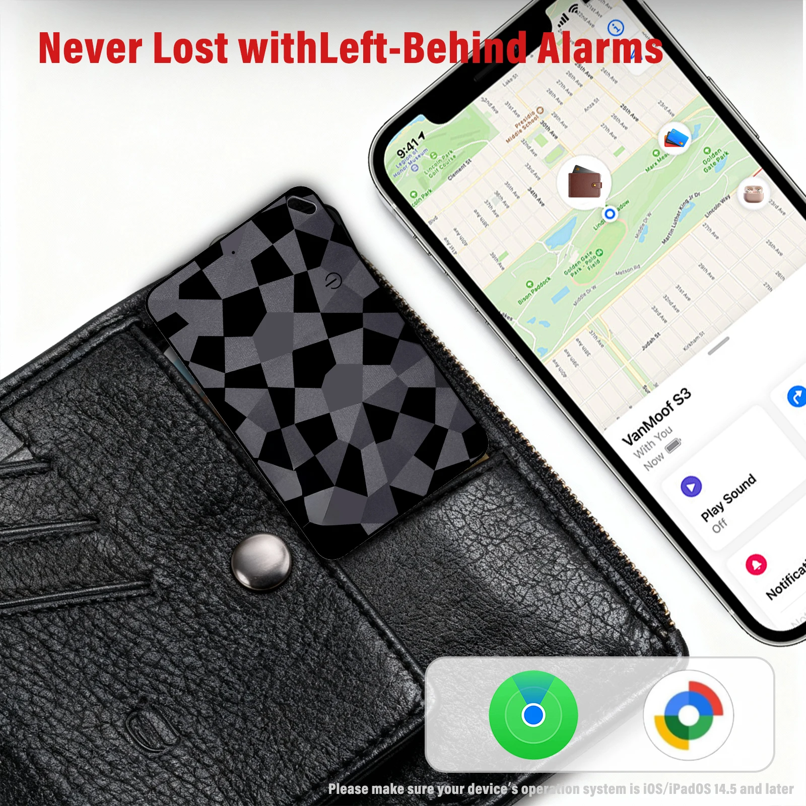 رقيقة المحفظة بطاقة المقتفي شحن لاسلكي GPS العلامة الذكية علامة الهواء العمل لابل العثور على تطبيقي العثور على مفاتيح المحور حقيبة حقيبة محدد #3