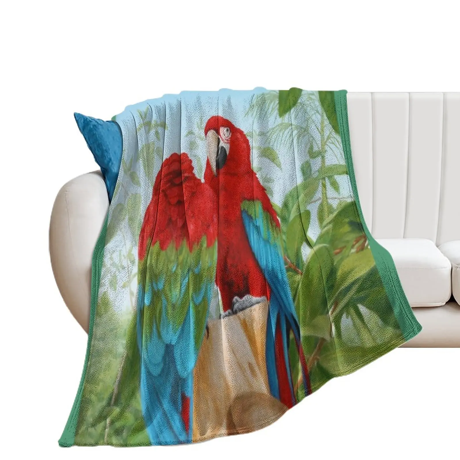 green winged macaws Throw Blanket Furrys Sofa Throw valentine gift ideas Designers Blankets