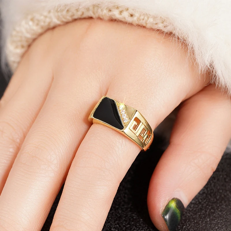 Classic Metal Rings for Men Geometric Width Signet Square Finger Punk Style Fashion Ring Jewelry Accessories Wholesale