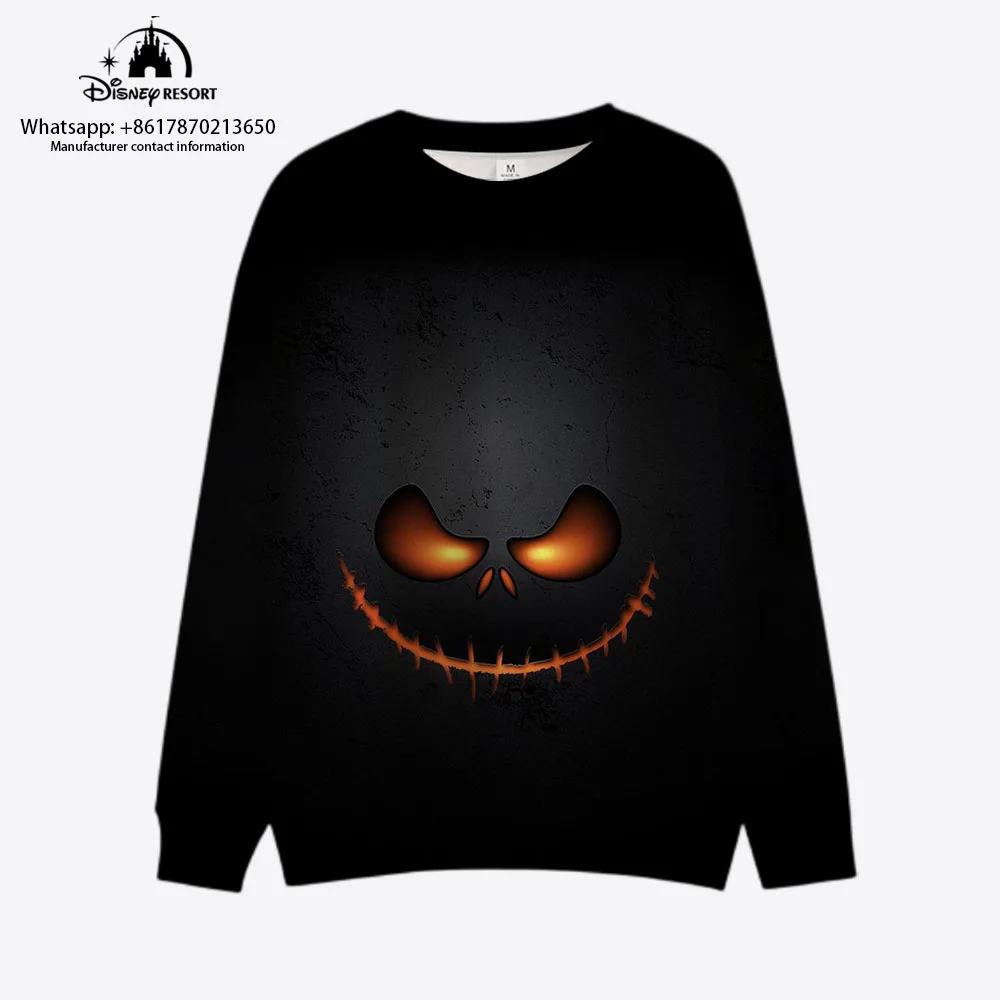 Nowy Horror Halloween Disney marki Mickey i Minnie nadruk Anime jesienne Harajuku z okrągłym dekoltem na co dzień z długim sweter z rękawami