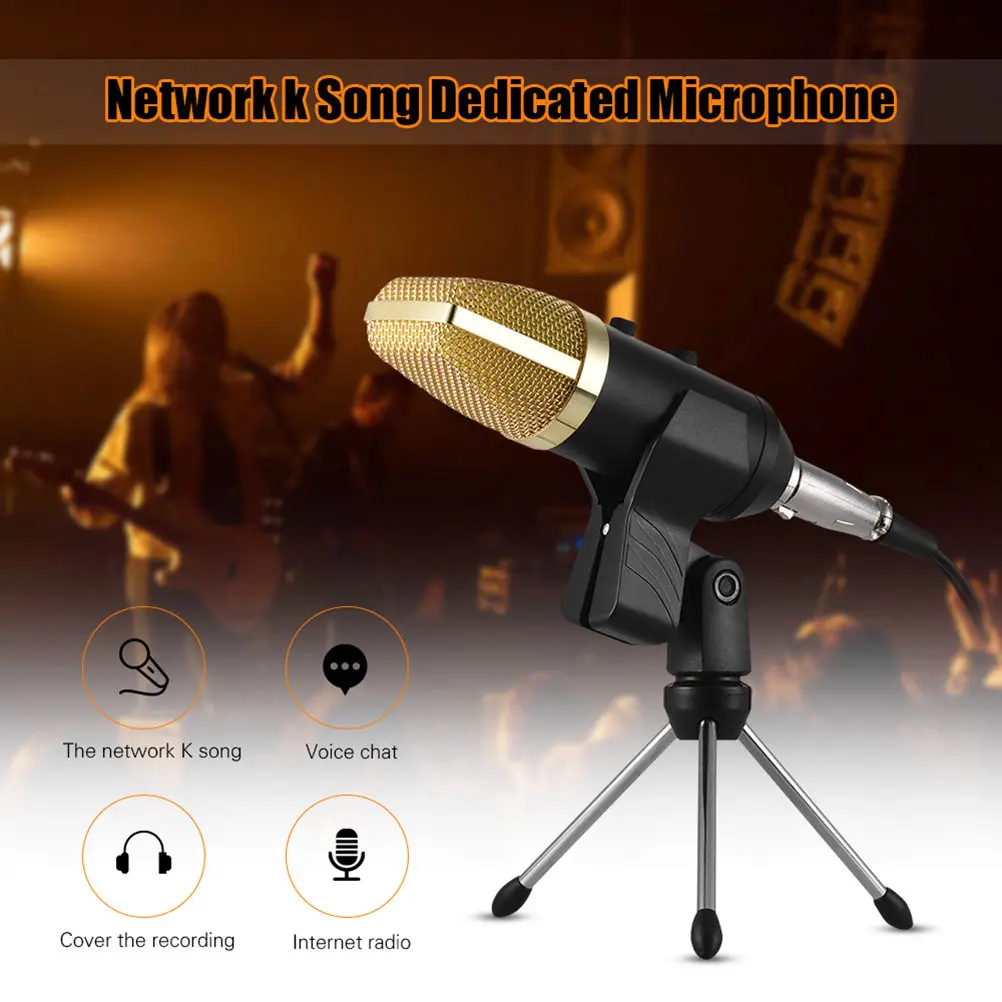 Professional Condenser Microphone with Gold-Plated Diaphragm Cardioid Polar Pattern Low Self-Noise High Output for Studio