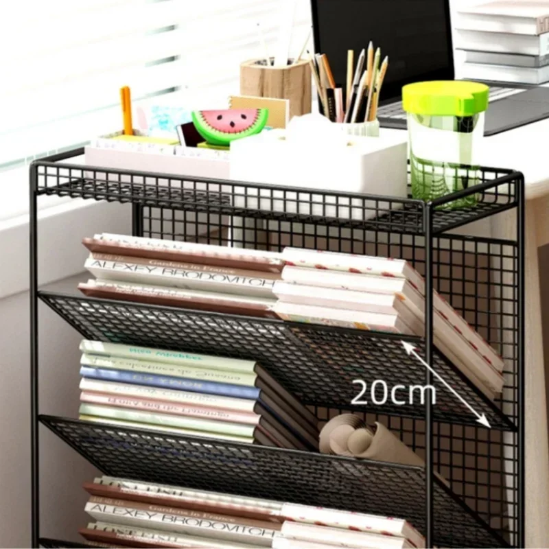 Imagem -05 - Grande Secretária Side Bookshelf Organizador Rack de Armazenamento de Documentos Desktop Móvel Classroom Book Organizer