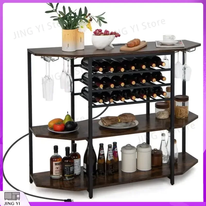 3-Tier Wine Cabinet Wooden Storage Rack for Kitchen Bar Party Modern Design Beverage Cooler Display Shelf Wine Bottle