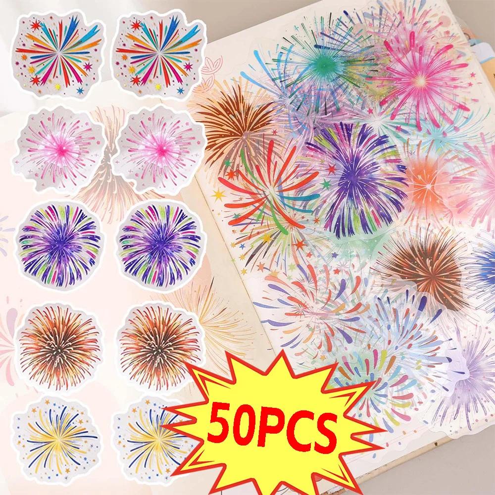

Firework INS-Style PET Waterproof Transparent Stickers DIY Decals for Journal Notebook Water Bottle Phone Decoration 50PCS/Set