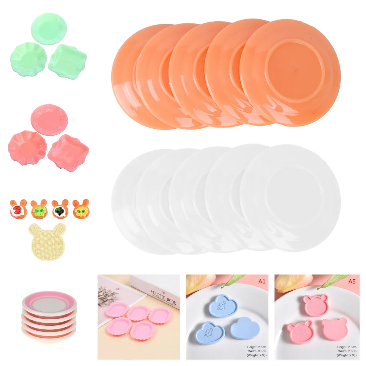 1/3/4/5pcs 1:12 Dishes Plate Tableware Dolls House Furniture Miniatures Kitchen Toy Best Gifts For Dollhouse Accessories