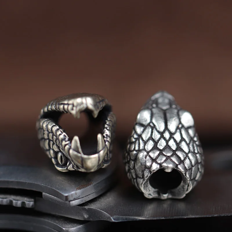 Python Snake Head Brass Knife Beads EDC DIY Paracord Woven