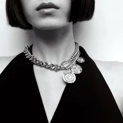 STARARASHI 2024 Metal Coin Pendant Necklace New Design Trend Women Chain Necklace Short Choker Fashion Simple Jewelry