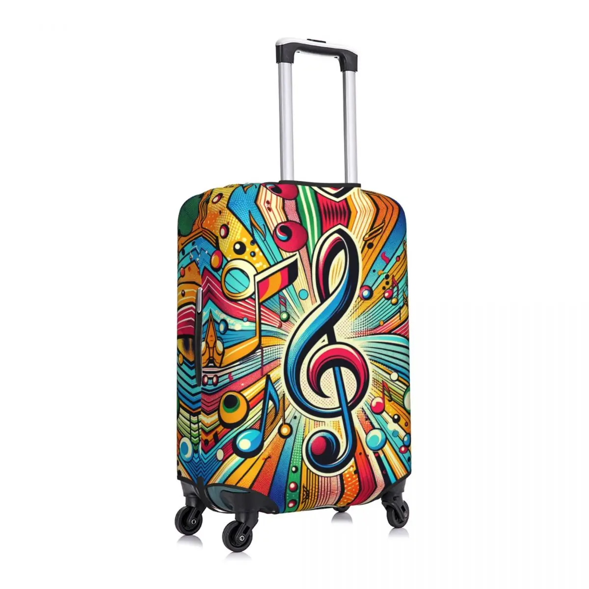 Custom Cute Colorful Music Musical Note Luggage Cover Protector Elastic Travel Suitcase Covers