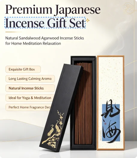 50gJapanese Style Natural Incense Sticks Set for Meditation Yoga Relaxation – Elegant Gift  with Tranquil Scent & Clean Burning