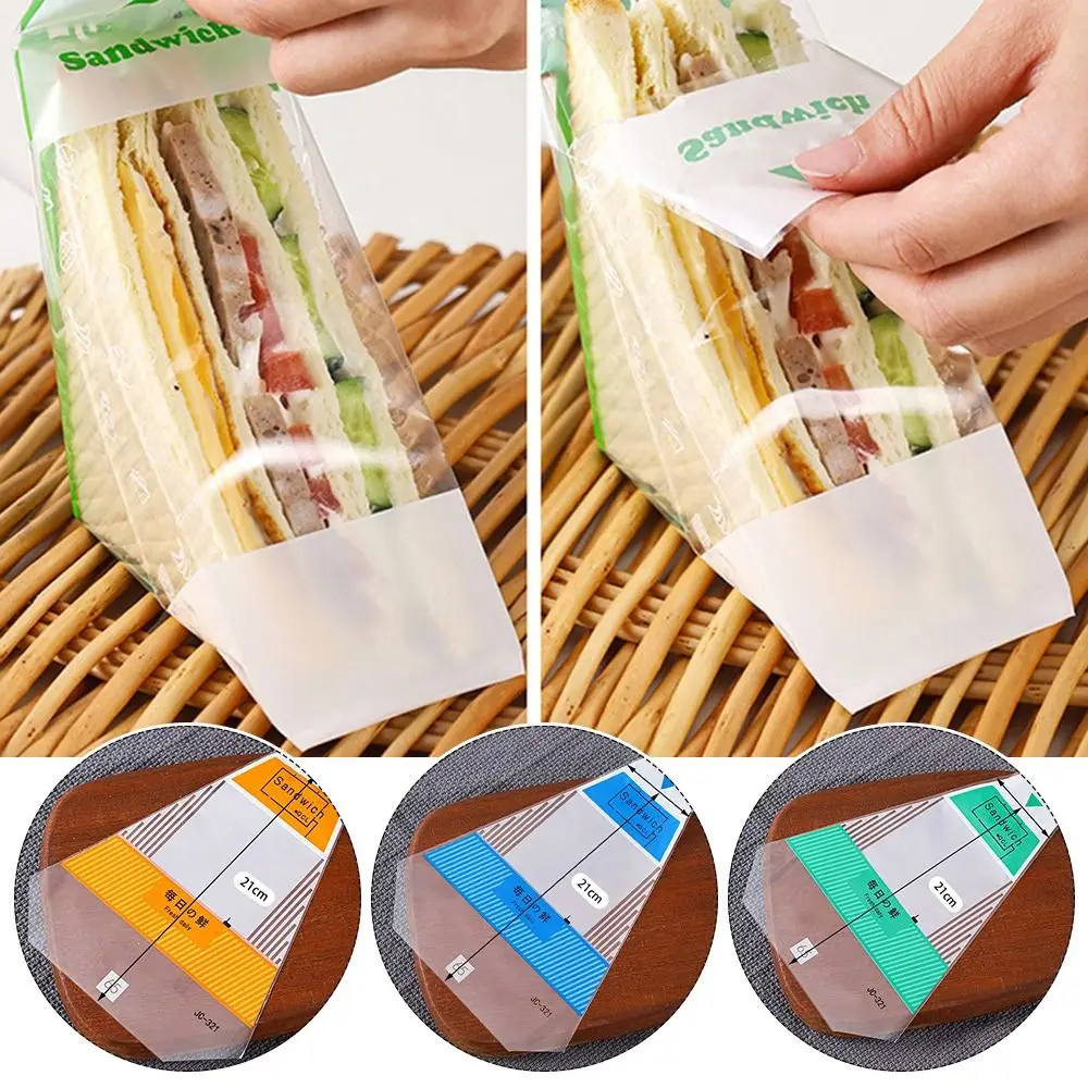 Triangular Sandwich Packaging Paper Transparent Plastic Bread Sandwich Bags Paper Holder Easy To Use Baking Food Wrap Food