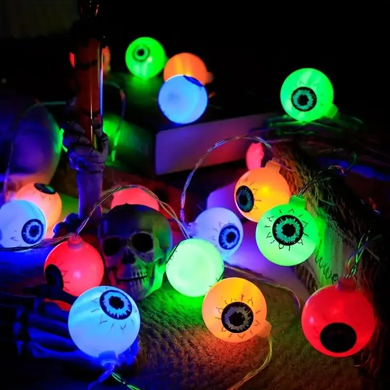 Spook Up Your Home com 1 unidade de luzes de corda de globo ocular de Halloween - 10 LEDs de luzes de paisagem operadas por bateria!