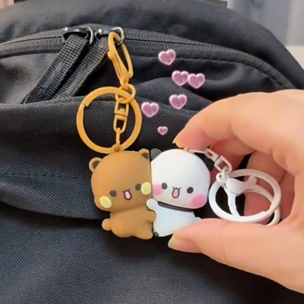 Stylowy brelok magnetyczny z postaciami Bubu i Yier, urocze magnetyczne figurki, akcesoria dla par, tematyczne prezenty dla dziewczyn.