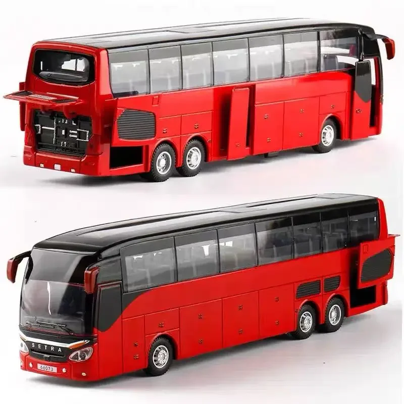 

Traffic Alloy Car Model Diecasts Simulation Metal Business Bus Model Sound and Light Childrens Gift Electric Tourist Toys